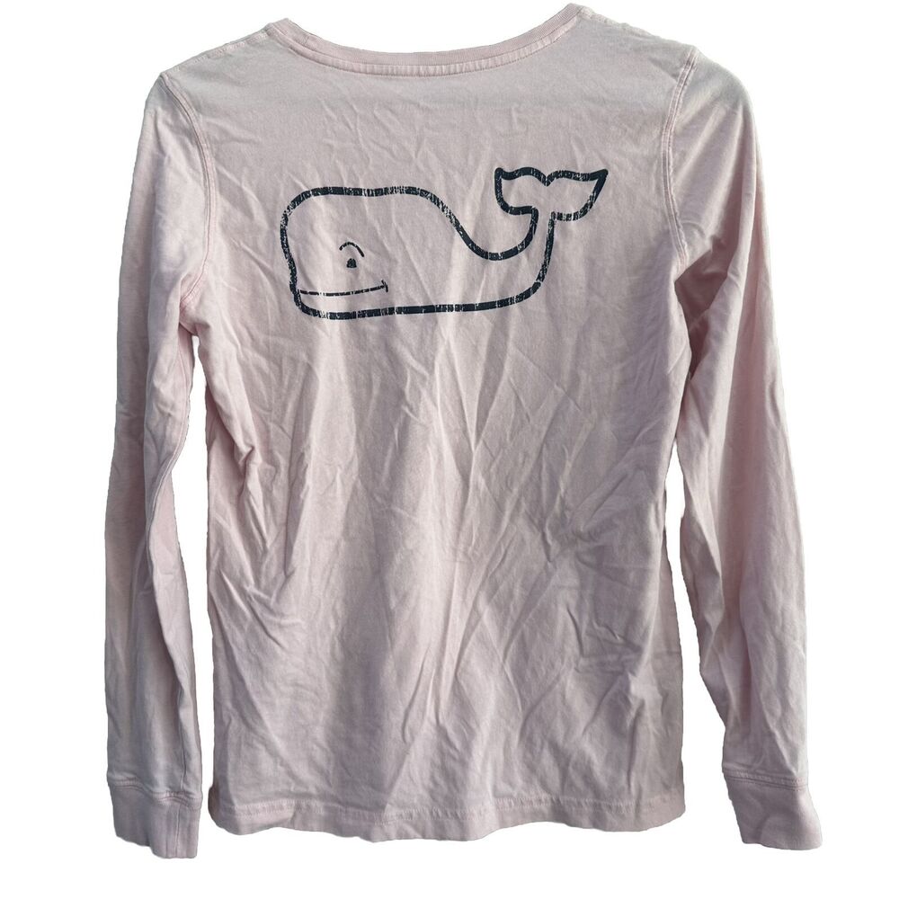 Vineyard Vines Women's Vintage Whale Pocket L/S T Shirt Pink XS EUC